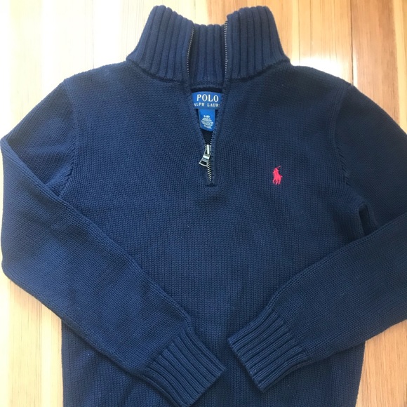 Polo Ralph Lauren cotton navy sweater pullover EUC 8 - Picture 1 of 4